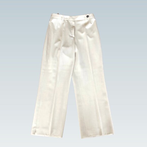 Akris Ivory Wool Trousers • Tailored Straight Leg • Size 10 - Picture 1 of 6